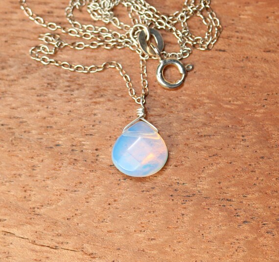 Opalite Necklace, Rainbow Opalite Pendant, Moonstone Necklace, a