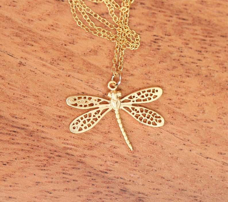 Gold Dragonfly Necklace Bug Necklace Dragonfly Pendant - Etsy