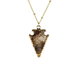 Arrowhead necklace, raw crystal necklace, druzy necklace, boho necklace, gold arrowhead, a raw crystal arrowhead on a 14k gold filled chain