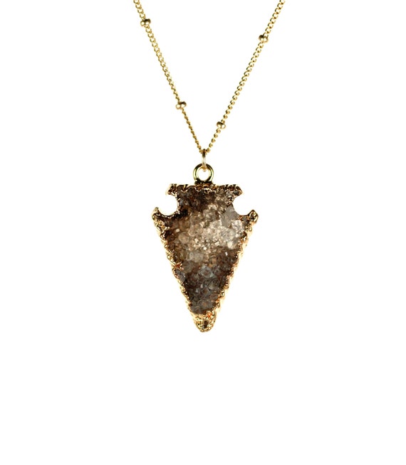 Arrowhead necklace, raw crystal necklace, druzy necklace, boho necklace, gold arrowhead, a raw crystal arrowhead on a 14k gold filled chain