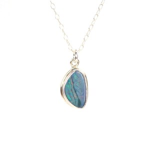 Opal doublet necklace - blue opal necklace - fire opal - opal necklace - a silver bezel set opal on a sterling silver chain