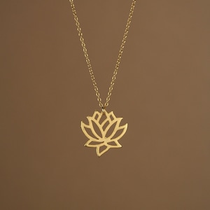 Lotus necklace, gold lotus flower, yoga necklace, blooming flower jewelry, a little 14k gold vermeil lotus flower on 14k gold filled chain image 3