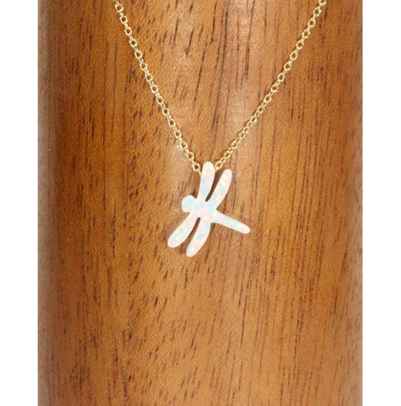 Opal dragonfly necklace, dainty gold necklace, butterfly necklace, insect necklace, 14k gold vermeil chain