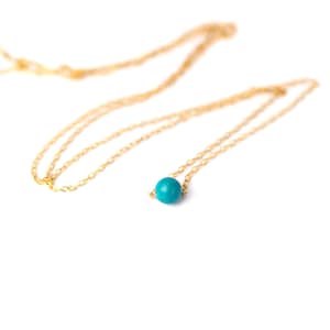Turquoise necklace - dot necklace - simple necklace - minimalist - everyday necklace - a tiny turquoise bead on a 14k gold vermeil chain