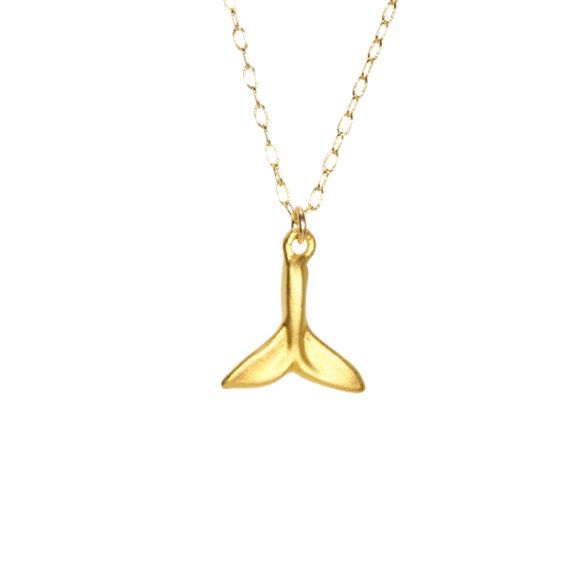 Whale tail necklace, gold whales tail pendant, whale necklace, beach jewelry, summer vacation, a gold whale tail on a 14k gold filled chain