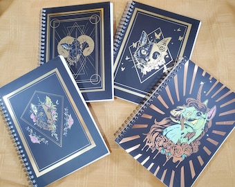 Mythical Skull Holographic Foil Sketchbooks | Zombie Unicorn  | Skull Wolf | Skull Cat | Skull Ram | Back to School | Stationary