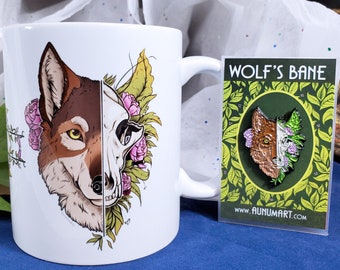 Wolf's Bane Wolf Lover Gift Set - Ceramic Mug and Enamel Pin