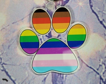 LGBTQIA+ Pride Paw Acrylic Keychain Charm