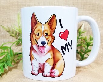 Corgi love ceramic mug - gift coffee tea mug cup pet puppy dog animal