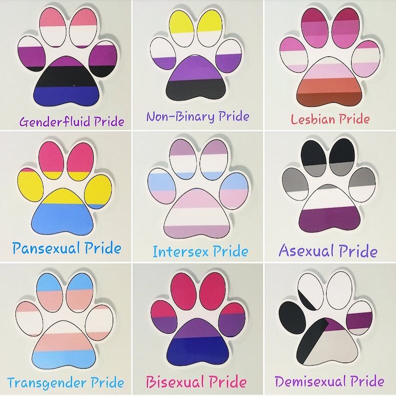 Pride paw vinyl stickers decal pride flag  etsy