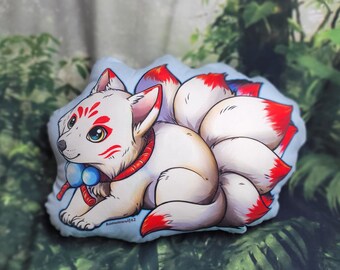 Kitsune Short Plush Throw Pillow - Cover and Stuffing