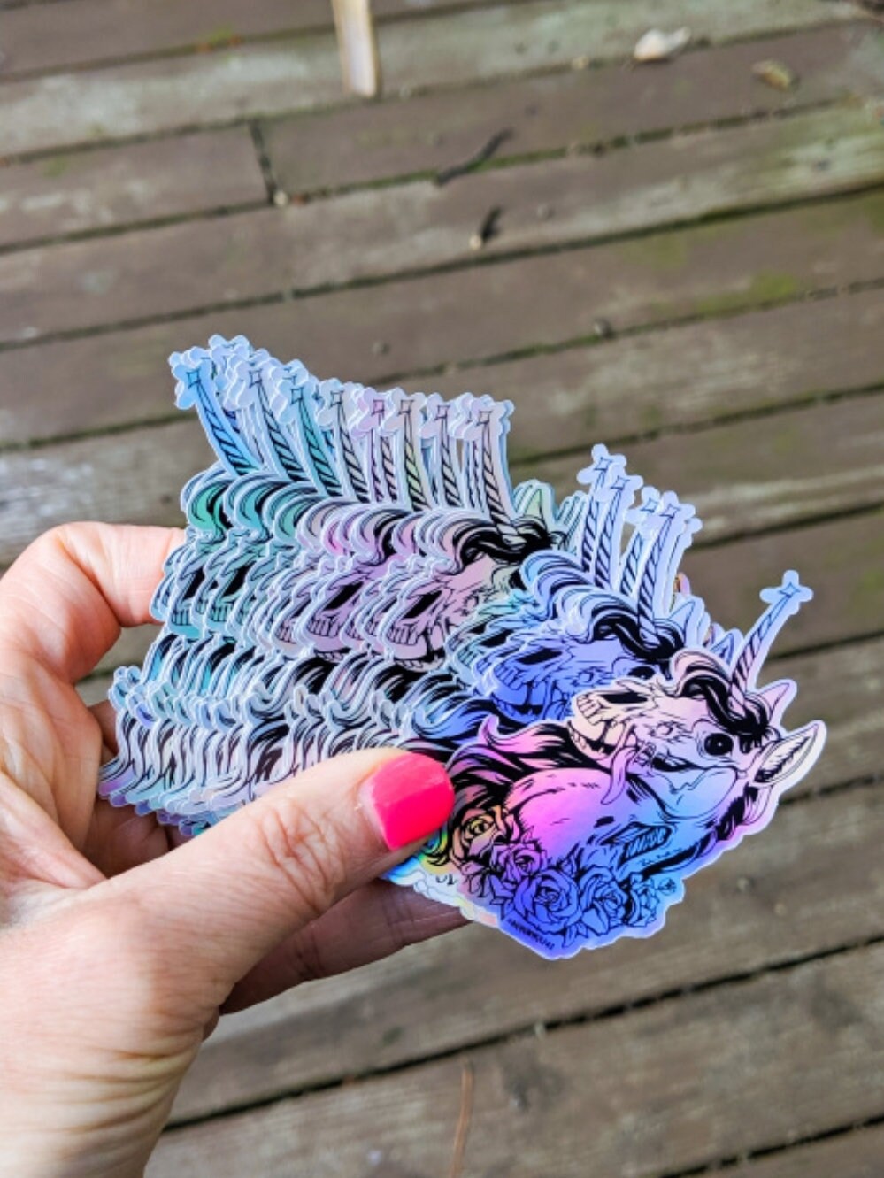 Holographic Sticker Zombicorn Mini Zombie Unicorn Decal Etsy Australia