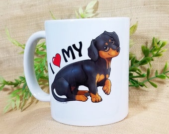 Dachshund love ceramic mug - gift coffee tea mug cup pet puppy dog animal