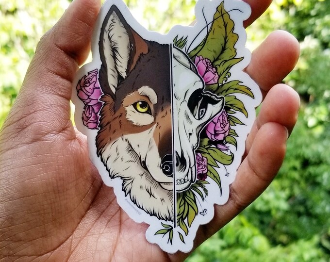 Wolf's Bane Vinyl Decal Sticker- Wolves Dog Animal Art Foliage Skull ...