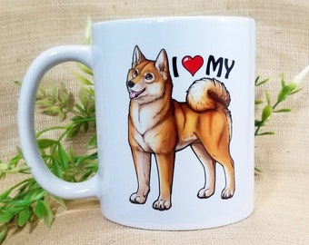 Shiba love ceramic mug - gift coffee mug dog puppy pet Shiba animal