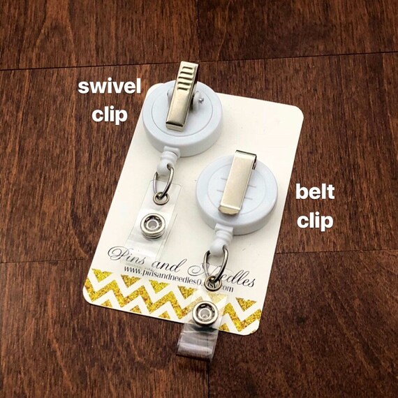 2 in 1 Glitter Heart Retractable Reel swivel Clip with Vertical ID badge holder
