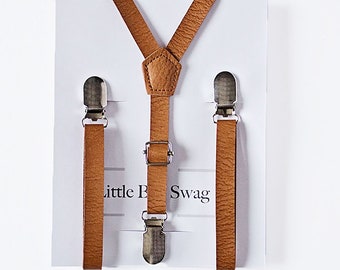 Rustic Skinny Leather Suspenders, Boys Wedding Outfit, Ring Bearer/Page Boy Outfit, Wedding Suspenders, Ring Bearer Gift, Boys Braces