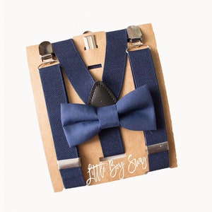 Boys Navy Blue Bow Tie Suspenders  Infant- Mens sizes- Perfect for Ring Bearer Outfit, Boys 1st Birthday, Cake Smash, Groomsmen Bow Tie,Gift