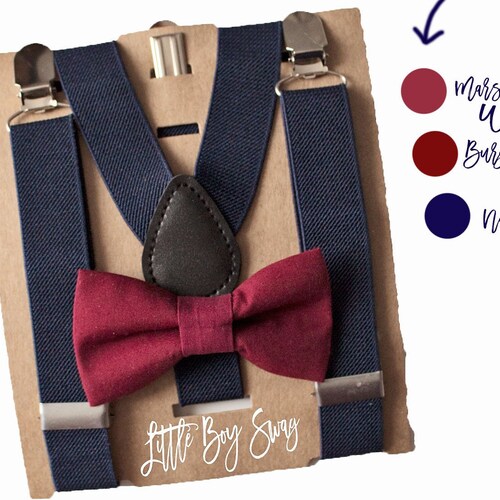 Baby Boy Wedding Outfit Navy Blue Bow Tie Grey Vest Faux Etsy