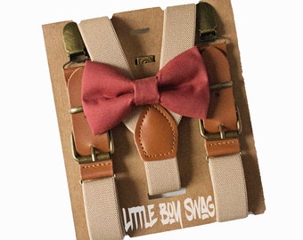 Cyber Monday Burnt Orange Bow Tie & Khaki Tan for Page Boy/Ring Bearer Outfit, Fall Weddings, Groomsmen, Gift, Family Photos