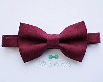 Burgundy Wine Bow Tie, Boys To Men Sizes. Great For Ring Bearer Outfits, Groomsmen Gift, Burgundy Weddings, Birthdays, Cake Smash Outfit