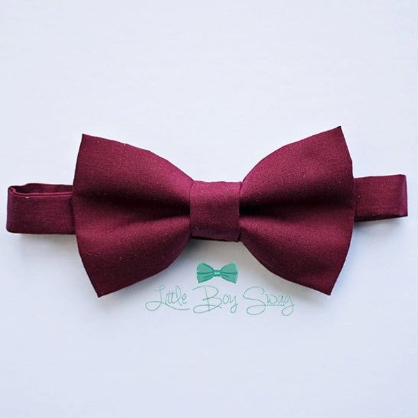 Burgundy Wine Bow Tie, Boys To Men Sizes. Great For Ring Bearer Outfits, Groomsmen Gift, Burgundy Weddings, Birthdays, Cake Smash Outfit