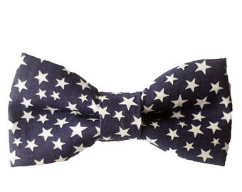 Navy Blue Stars Bow Tie for Boys-Men, 4th of July Independence Outfit, Nautical Beach Wedding Outfit for Page Boy/Ring Bearer, Groomsmen