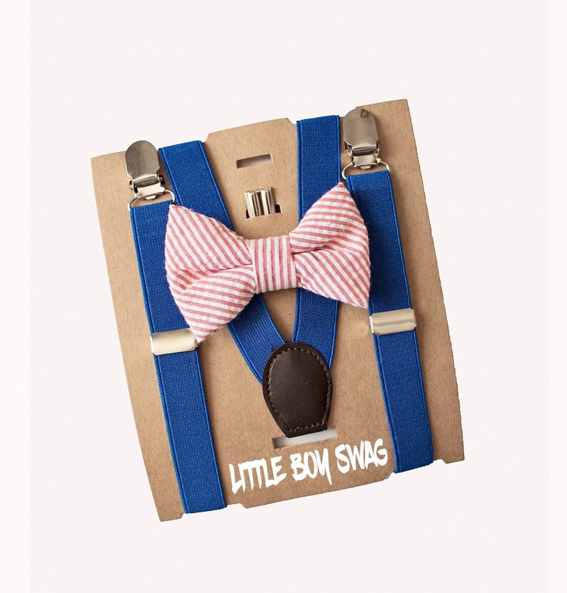 Coral Boys Bow Tie & Royal Blue Suspenders for Infants Etsy