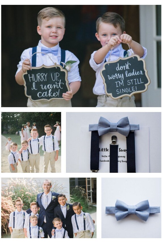 Dusty Blue Bow Tie Navy Suspenders Newborn-adult for Ring - Etsy Singapore