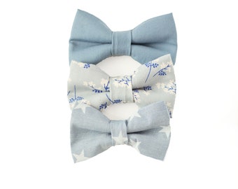 Dusty Blue Floral Bow Tie for Groomsmen,Ring Bearer/Page Boy Outfit, Stars Wedding Party Outfit, Cake Smash/ Toddler Bow Tie