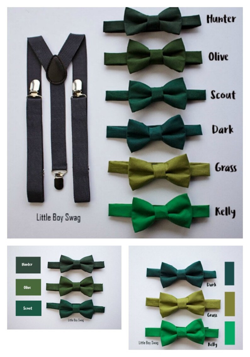 Boys Bow Tie and Suspenders Green Wedding Bow Tie Ring Etsy