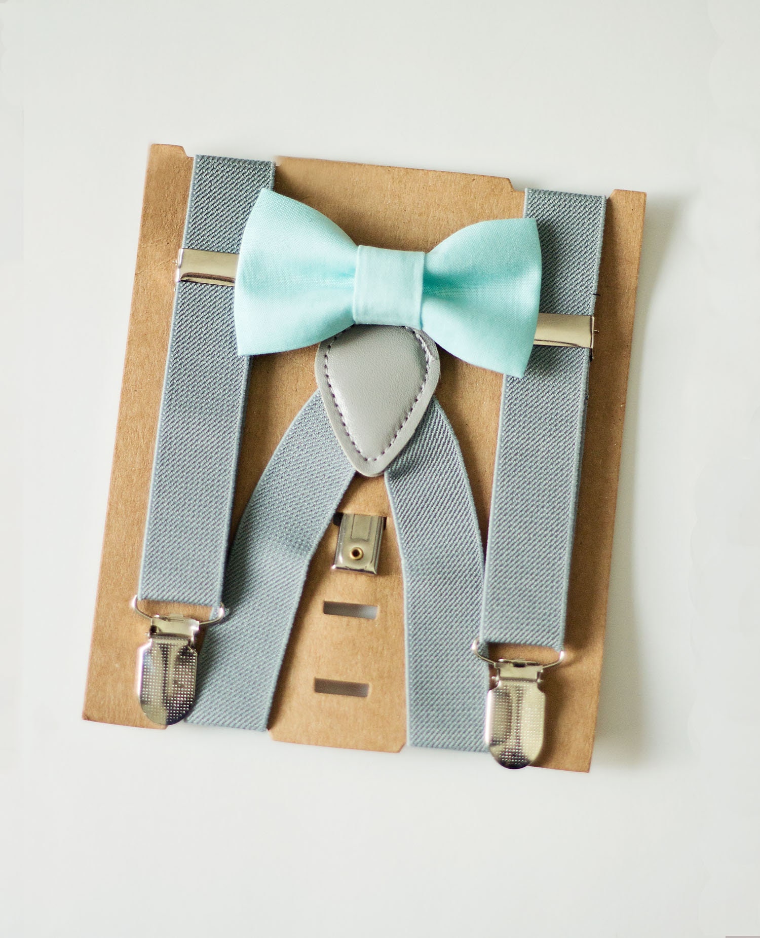 Cyber Monday Mint Green Bow tie Gray Suspenders Set Boys | Etsy