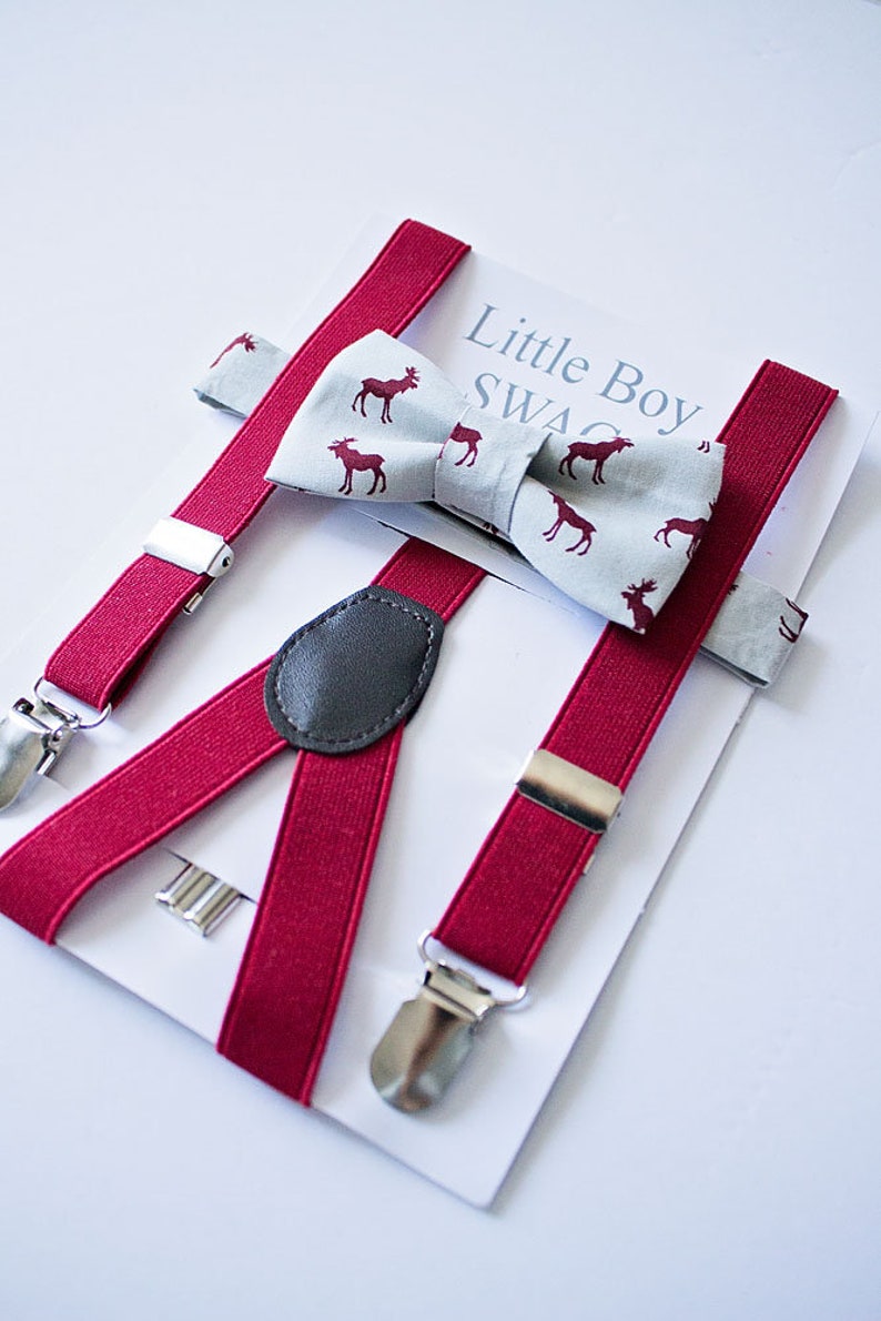Boys Christmas Bow Tie Red Suspenders Set for Holiday Outfit Etsy