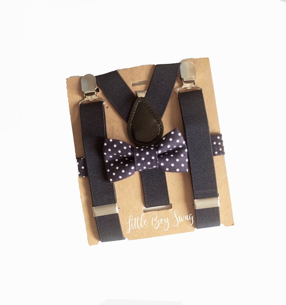 Sailor blue polka dots floral suspenders and matchimg bow tie for ring bearer outfit for baby boys uinfant toddler for kids groom groomsmen