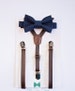 Dark Brown Leather Suspenders Navy Bowtie, Boys Suits, Boys Bow Tie Suspenders, Fall Wedding, Ring Bearer Outfit, Baby Bow Tie, Boys Clothes 