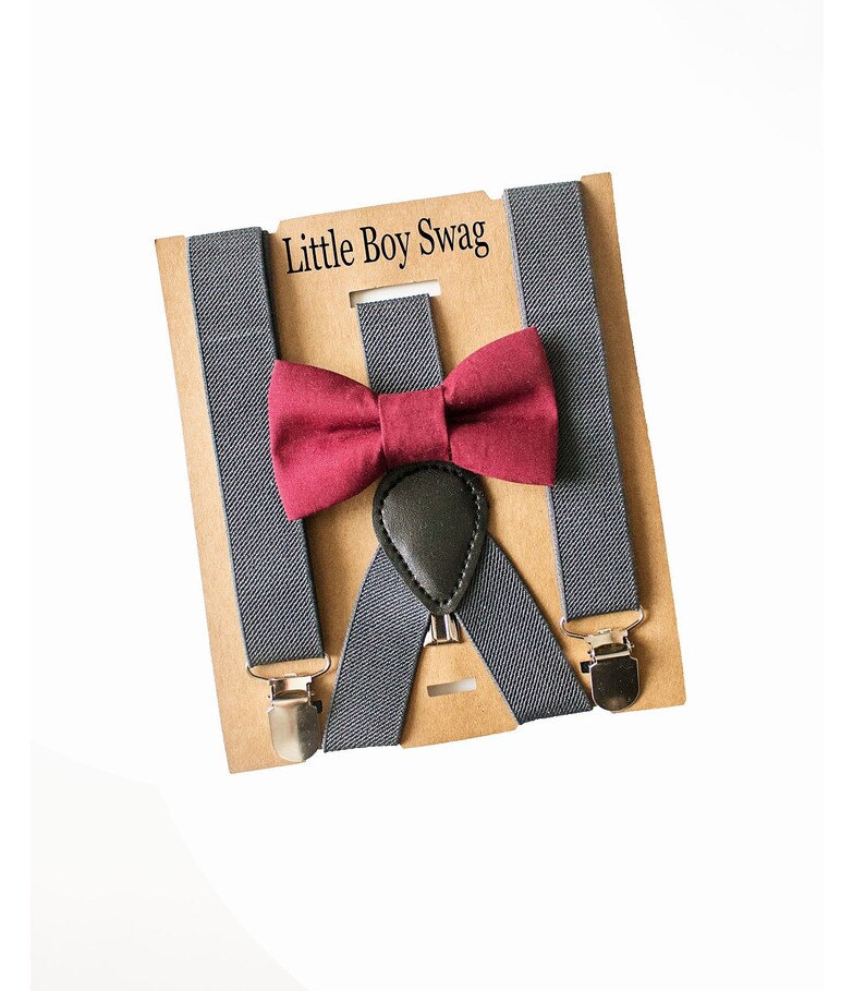 Boys Bow Tie Suspenders for Burgundy/Wine Rustic Wedding Baby Etsy