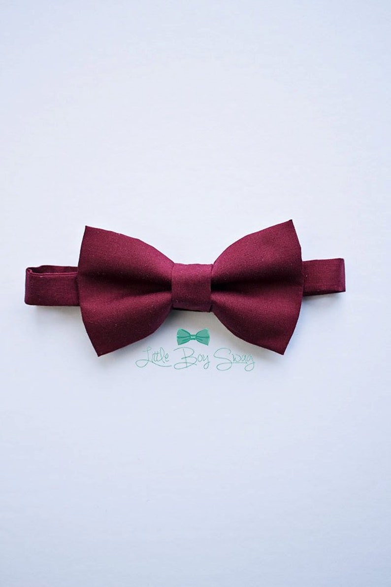 Burgundy Wine Bow Tie, Boys To Men Sizes. Great For Ring Bearer Outfits, Groomsmen Gift, Burgundy Weddings, Birthdays, Cake Smash Outfit image 1