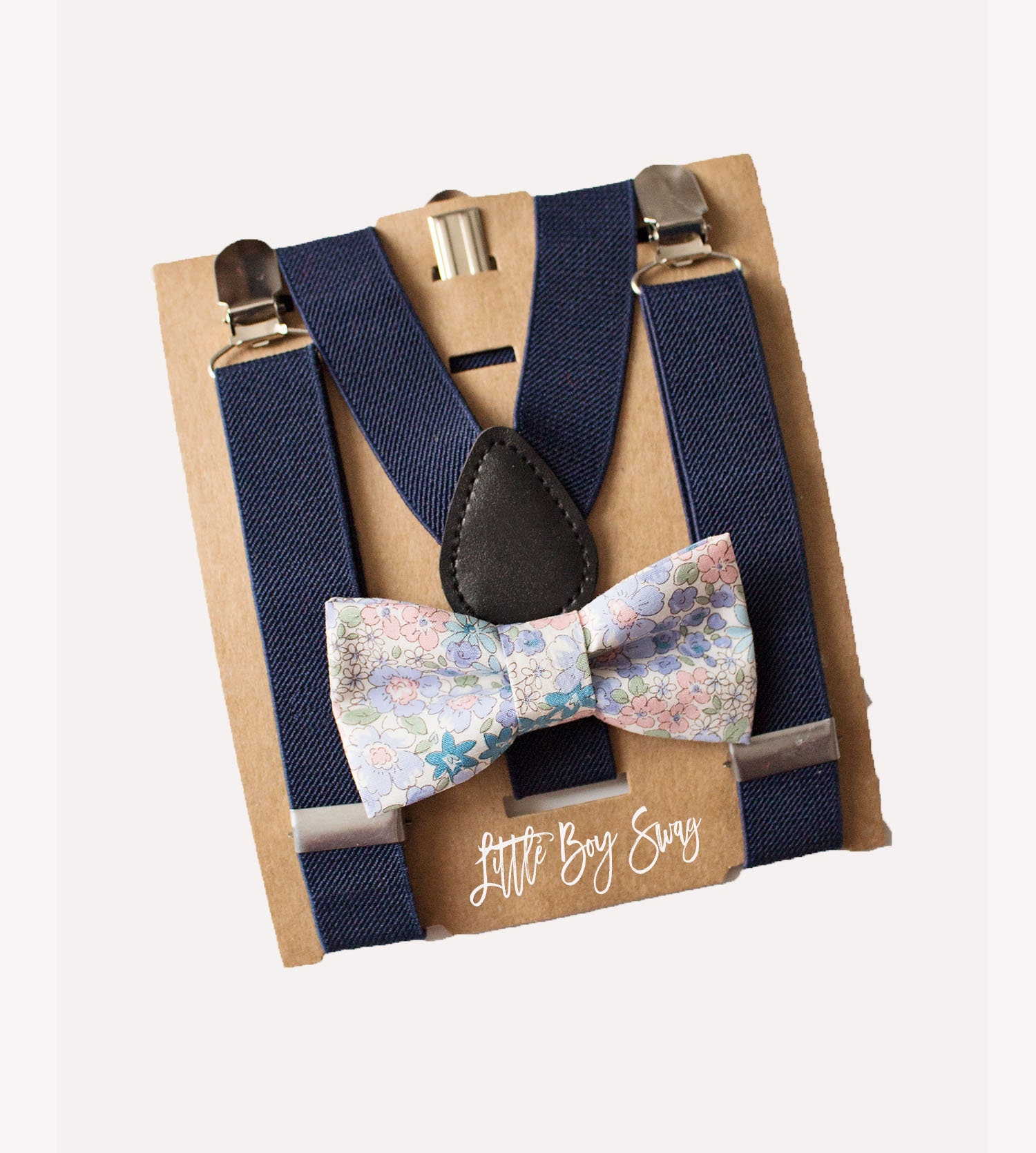 Father Son Matching Blue Floral Bow Tie & Navy Suspenders - Etsy