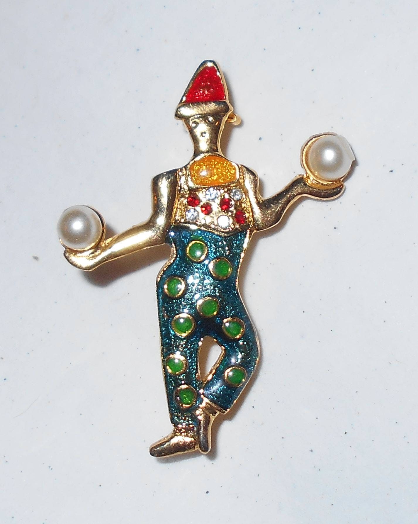 Quirky Juggler pin vintage 1970s brooch in goldtone with Etsy