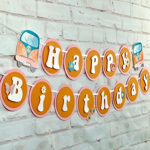 Hippie Birthday Banner, Hippie Flower Girl Birthday, Daisy Party Theme, Two Groovy Psychedelic Decorations, 70&#39;s Retro Peace Flower Sign