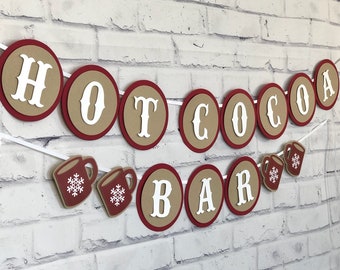 Hot Cocoa Bar Banner, Cocoa Bar Sign, Hot Chocolate Bar Banner, Christmas Party Deco, Hot Cocoa Banner, Hot Cocoa Sign