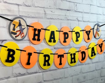 Werkzeug Geburtstagsbanner, Handwerker Geburtstag, Bob der Baumeister Geburtstag, Baustellenbanner, Werkzeugparty, Werkzeuggeburtstag
