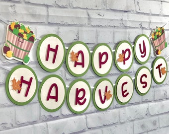 Fall Happy Harvest, Apple Harvest, Fall Banner, Autumn Banner, Fall Decor, Autumn Decor, Thanksgiving Banner, Thanksgiving Decor