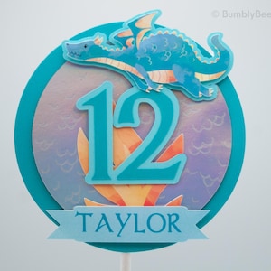 Dragon Cake Topper | Dragon Birthday | Blue Dragon Party | Dragon gift | Dragon scale birthday decor | Mythical dragon Birthday (blue/teal)