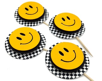 Happy Dude Cupcake Topper | One Happy Dude Banner | Happy Dude Party Decor | Retro Birthday Cupcake | Skater Birthday | Black