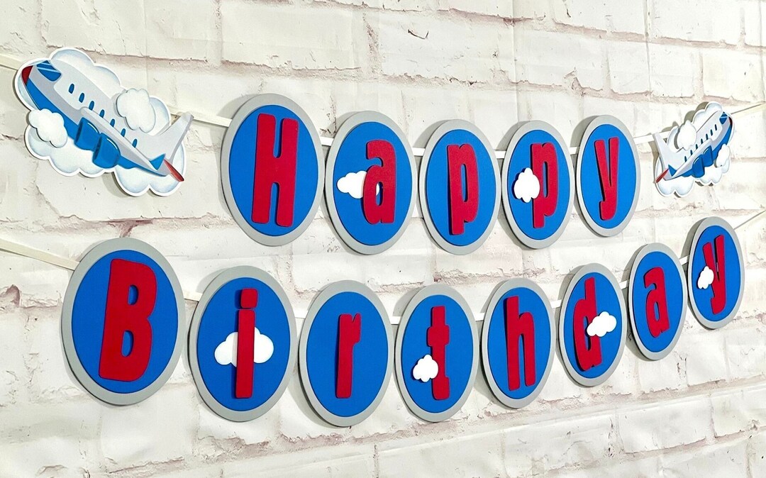 Airplane Birthday Banner, Plane Birthday Banner, Aviator Birthday ...