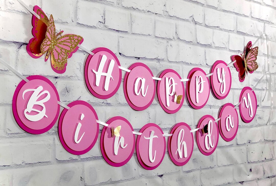 Butterfly Banner, Butterfly Birthday Theme, Butterfly Birthday ...