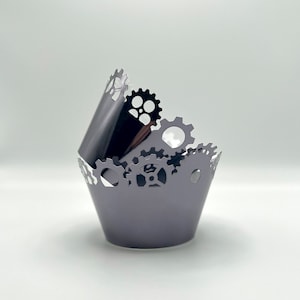 Robot Cupcake Wrap | Robot Birthday | Gear up party | Go Nuts Birthday, Coding Party | (Gunmetal)
