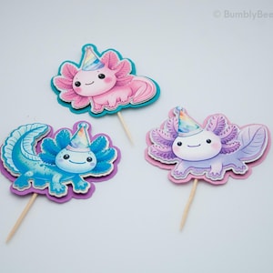 Festa Axolotl / Festa di compleanno Axolotl / Topper per cupcake Axolotl / Decorazioni per feste Axolotl / Festa in piscina Axolotl / Torta Axolotl / Axolotl (rosa)