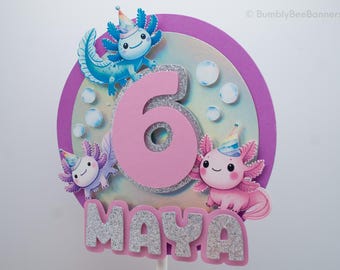 Axolotl Cake Topper | Axolotl Birthday | Axolotl Party | Axolotl Party Decor | Axolotl Pool Party | Axolotl cake | Axolotl Decor (pink)